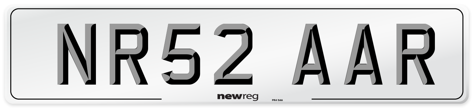 NR52 AAR Number Plate from New Reg